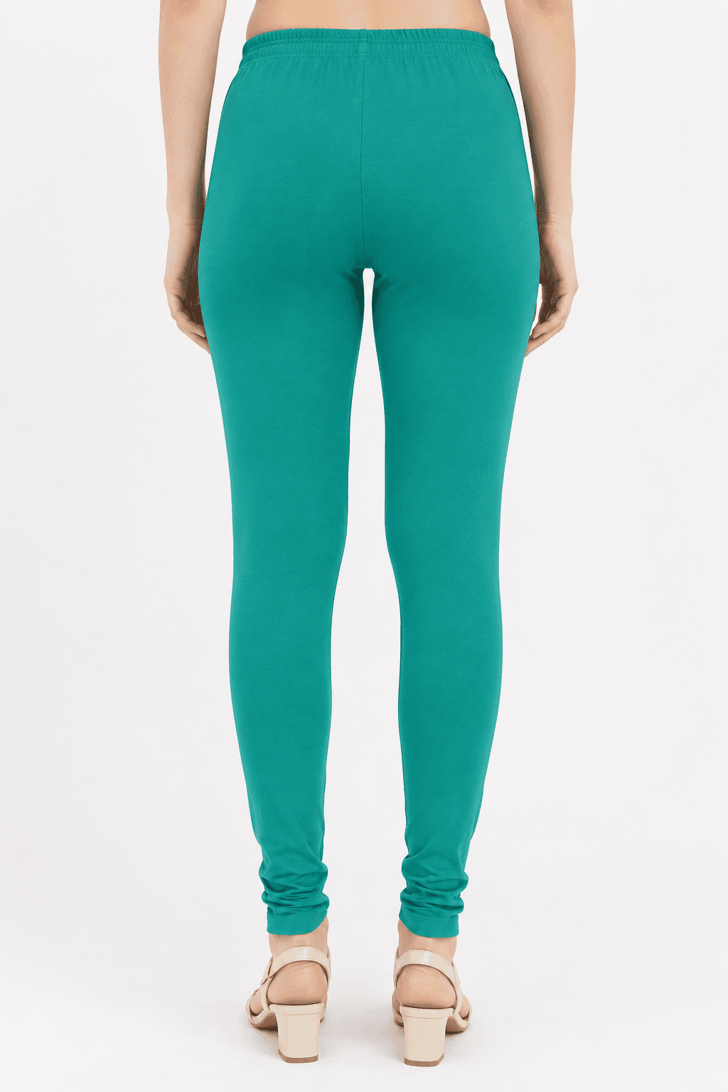 Ramar Green Cotton High-Waist Leggings — Back View