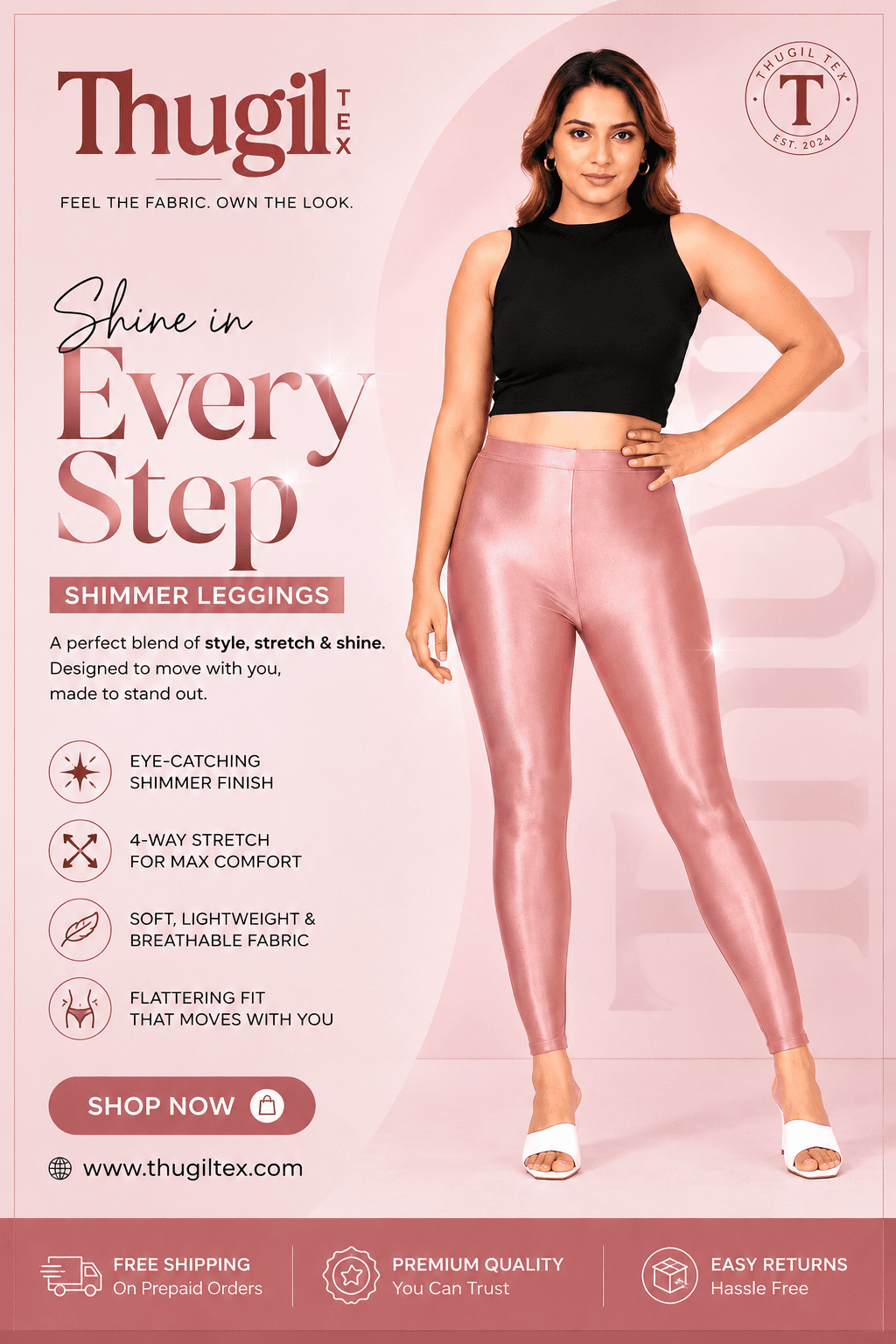 Thugil Tex Rose Gold Shimmer Leggings